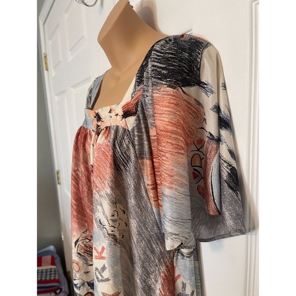 Vintage CYRK House Dress Nightgown Pencil Art Drawing Horses Size M L - Picture 6 of 10